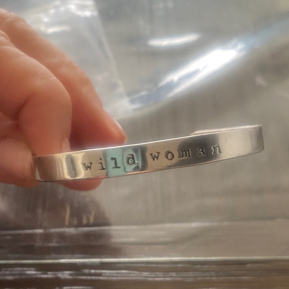 Wild Woman Stamped Silver cuff Bracelet - Picture 2 of 8